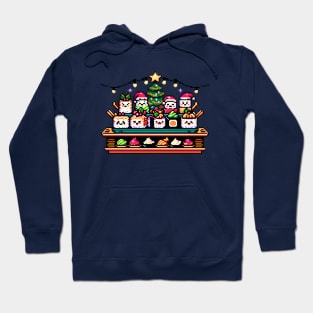 Retro Gaming Christmas Sushi - Vibrant Pixel Art for Holidays Hoodie